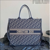 Unique Style Dior Large Book Tote Bag Bag in Ecru White and Blue Dior Oblique Embroidery CD5009