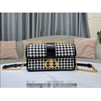 Promotional Dior 30 Montaigne East-West Bag with Chain in Black and White Houndstooth Embroidery CD5011