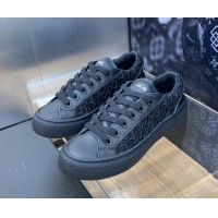 Stylish Dior B33 Low-top Sneakers in Black Smooth Calfskin and Oblique Raised Embroidery 103088