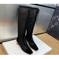 Durable Dior Naughtily-D High lace-up Boots 3.5cm in Mesh and Suede Black 103098