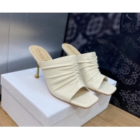 Reasonable Price Dior Fame Heel Slide Sandals 7cm in Grained Calfskin White 103111