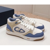 Duplicate Dior B57 Mid-Top Sneakers in Smooth Calfskin Blue/Beige 106111