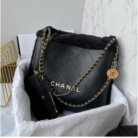 Promotional CHANEL 22 HANDBAG Sheepskin & Gold-Tone Metal AS3260 Black