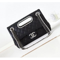 Buy Cheap Chanel Original Leather Pearl CC LOGO Bag AS4221 Black