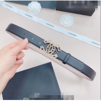 Buy Grade Chanel Calfskin Belt 3cm with Pearl Coco Buckle CH218 Black