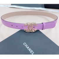 ​Buy Grade Chanel Calfskin Belt 3cm with Pearl Coco Buckle CH218 Purple