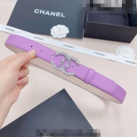 ​Hot Sell Cheap Chanel Calfskin Belt 3cm with Star CC Buckle CH219 Purple