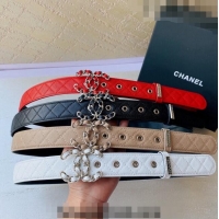 Luxury Cheap Chanel Grained Leather Belt 3cm with Chain CC CH0107