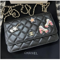 Top Design Chanel CLASSIC WALLET ON CHAIN AP0250 Black