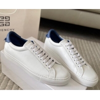 Charming Givenchy City Sport Sneakers in Smooth Leather with Logo Tab White/Blue 401046