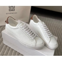 Best Product Givenchy City Sport Sneakers in Smooth Leather with Logo Tab White/Brown 401049