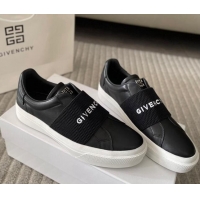 Luxury Cheap Givenchy City Sport Sneakers in Leather with Givenchy Strap Black 401055