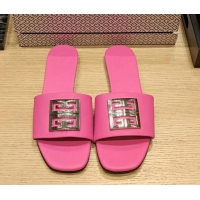 Big Discount Givenchy 4G Leather Flat Slide Sandals Pink 703132