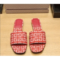 Good Product Givenchy 4G Canvas Flat Slide Sandals Red 703138