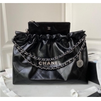 Famous Brand CHANEL 22 HANDBAG Calfskin & Guns-Tone Metal AS3261 Black