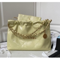 Grade Design CHANEL 22 HANDBAG Calfskin & Gold-Tone Metal AS3261 light yellow