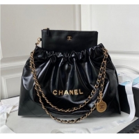 Top Quality CHANEL 22 HANDBAG Calfskin & Gold-Tone Metal AS3261 Black