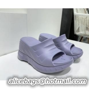 Top Design Givenchy Marshmallow Wedge Sandals 10cm in Rubber Light Purple 704005