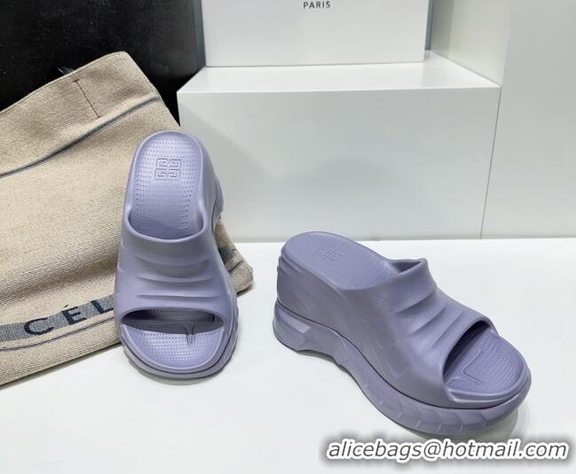 Top Design Givenchy Marshmallow Wedge Sandals 10cm in Rubber Light Purple 704005