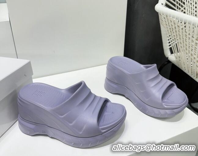 Top Design Givenchy Marshmallow Wedge Sandals 10cm in Rubber Light Purple 704005