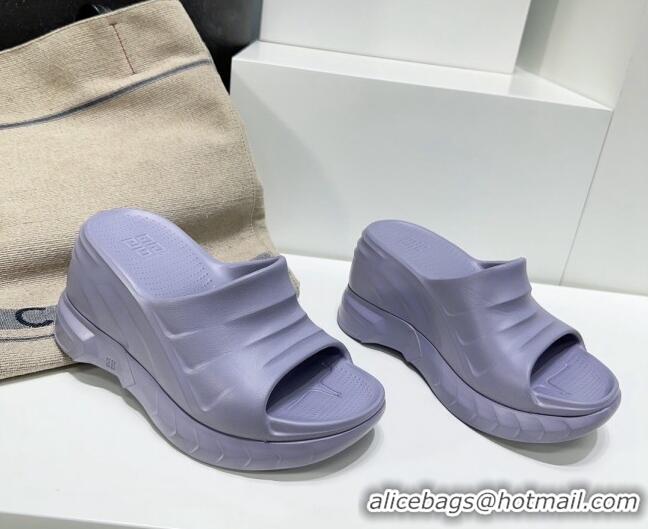 Top Design Givenchy Marshmallow Wedge Sandals 10cm in Rubber Light Purple 704005