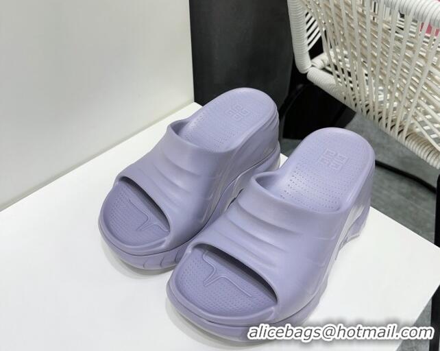 Top Design Givenchy Marshmallow Wedge Sandals 10cm in Rubber Light Purple 704005