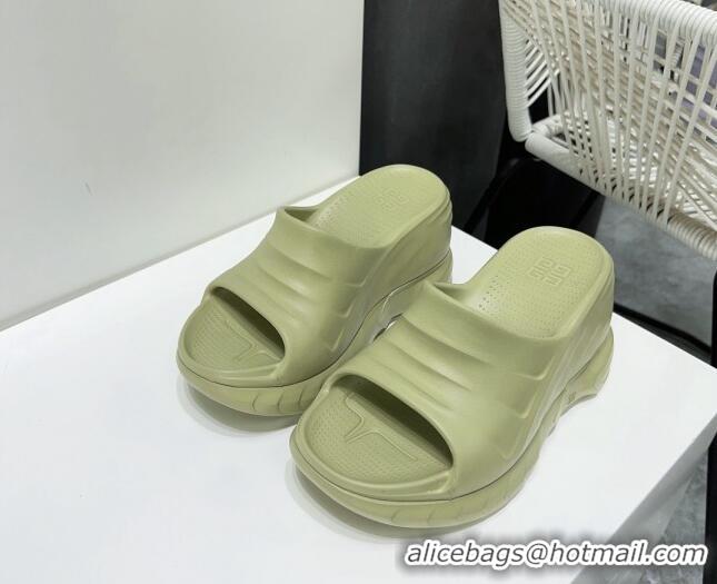 Pretty Style Givenchy Marshmallow Wedge Sandals 10cm in Rubber Light Green 704006