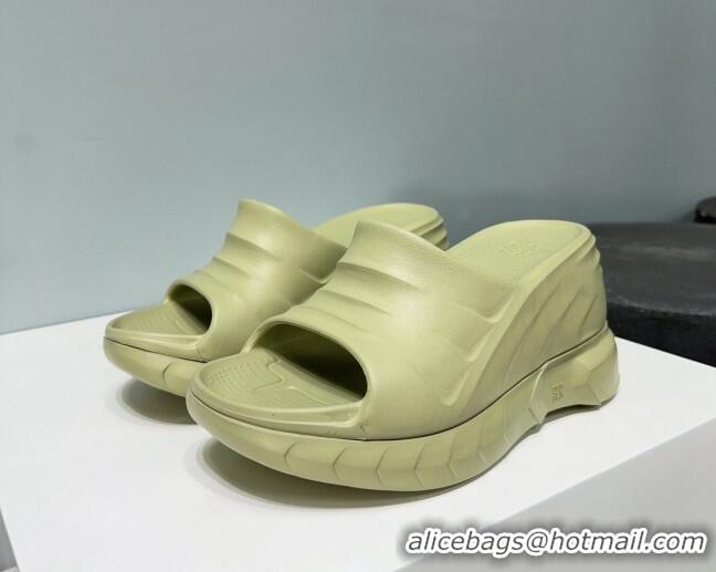 Pretty Style Givenchy Marshmallow Wedge Sandals 10cm in Rubber Light Green 704006