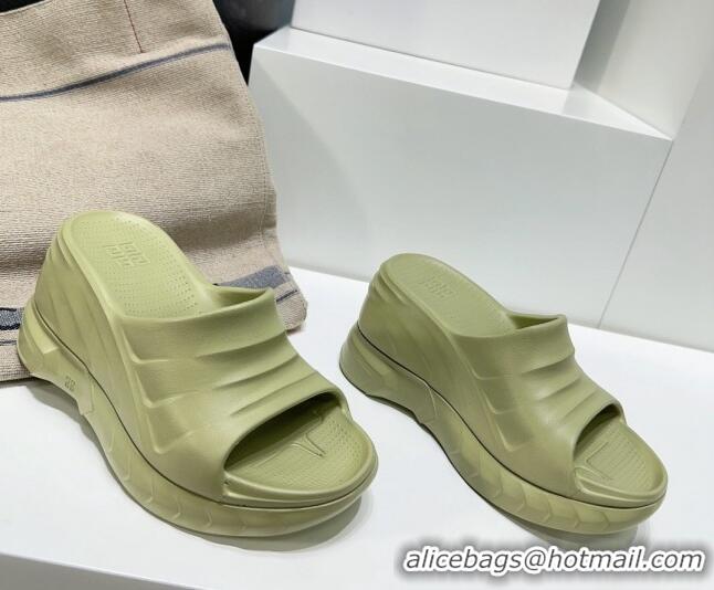 Pretty Style Givenchy Marshmallow Wedge Sandals 10cm in Rubber Light Green 704006