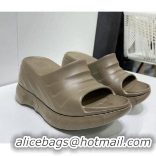 Popular Style Givenchy Marshmallow Wedge Sandals 10cm in Rubber Dark khaki 704007