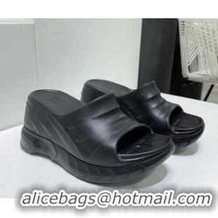 Top Grade Givenchy Marshmallow Wedge Sandals 10cm in Rubber Black 704008