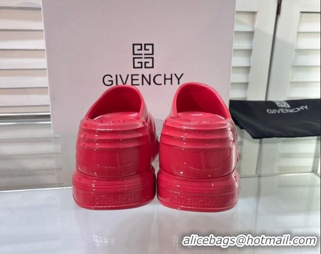 Good Quality Givenchy Marshmallow Wedge Sandals 10cm Shiny Rubber Neon Pink 704009