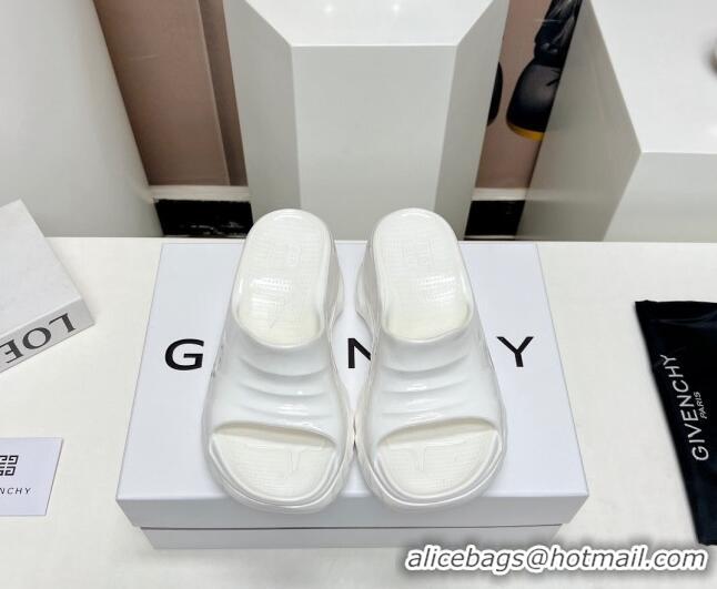 Unique Style Givenchy Marshmallow Wedge Sandals 10cm Shiny Rubber White 704010