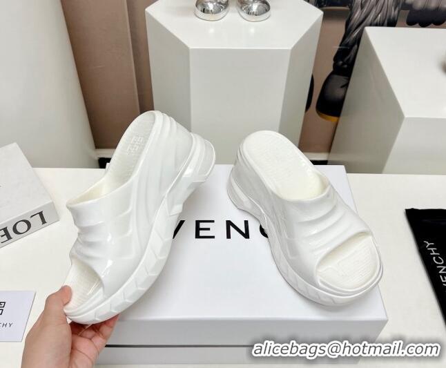 Unique Style Givenchy Marshmallow Wedge Sandals 10cm Shiny Rubber White 704010