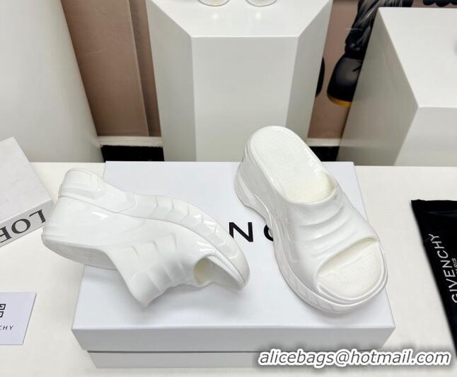 Unique Style Givenchy Marshmallow Wedge Sandals 10cm Shiny Rubber White 704010