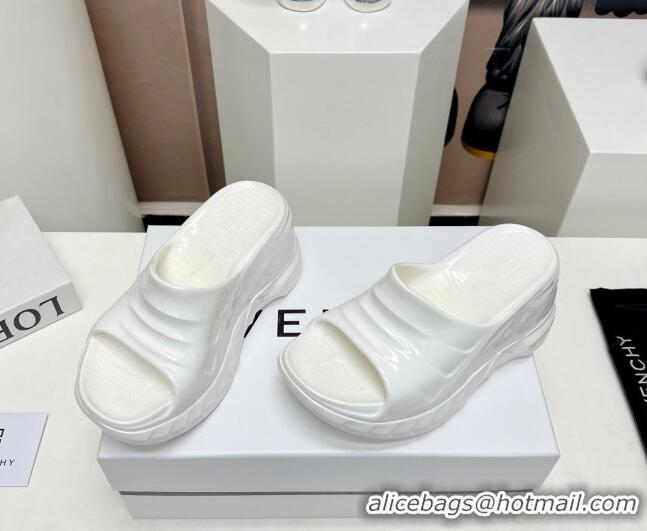 Unique Style Givenchy Marshmallow Wedge Sandals 10cm Shiny Rubber White 704010