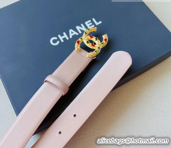 ​Unique Discount Chanel Calfskin Belt 3cm with Stone CC C0131 Pink