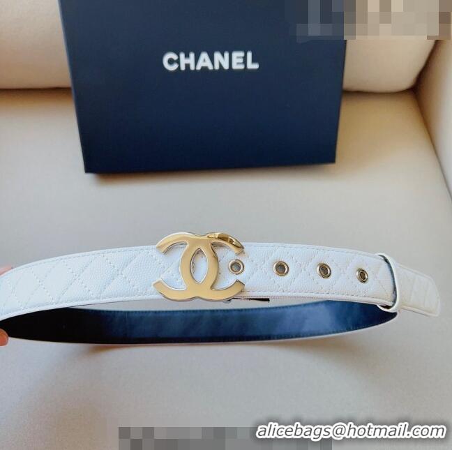 ​Inexpensive Chanel Quilted Grained Calfskin Belt 3cm with Shiny CC Buckle C0132