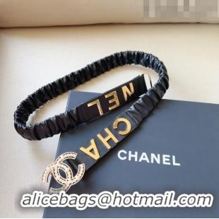 ​Inexpensive Chanel Lambskin Belt 3cm with Metal Letterings C9114 Black