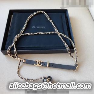 ​Reasonable Price Chanel Leather Heart Chain Belt Black CH0309