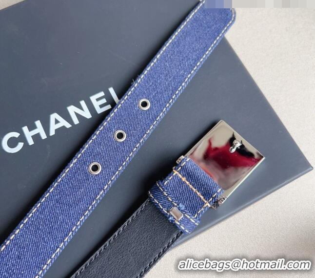 Good Product Chanel Denim Belt Width 3cm CH0411 Silver