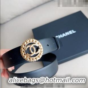 ​Buy Cheap Chanel Calfskin Belt 3cm with Heart CC Buckle 0511 Black/Gold 2023