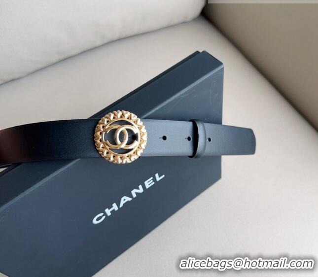 ​Buy Cheap Chanel Calfskin Belt 3cm with Heart CC Buckle 0511 Black/Gold 2023