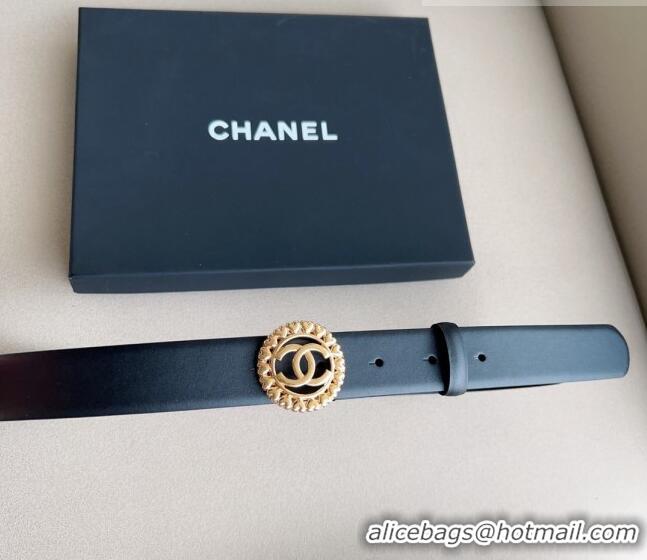 ​Buy Cheap Chanel Calfskin Belt 3cm with Heart CC Buckle 0511 Black/Gold 2023