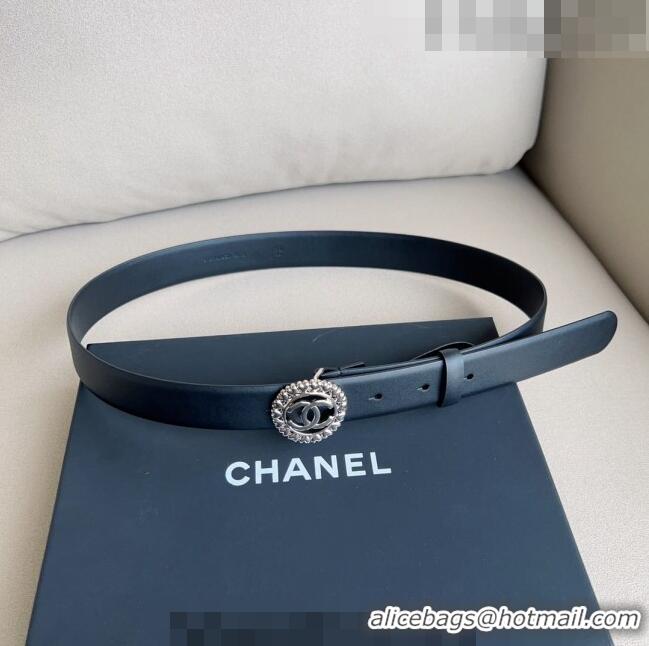 Best Price Chanel Calfskin Belt 3cm with Heart CC Buckle 0511 Black/Silver 2023