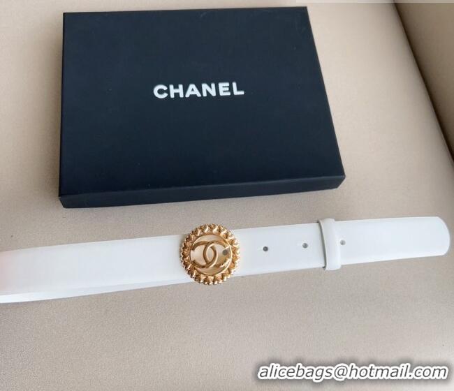 ​Buy Cheap Chanel Calfskin Belt 3cm with Heart CC Buckle 0511 White 2023