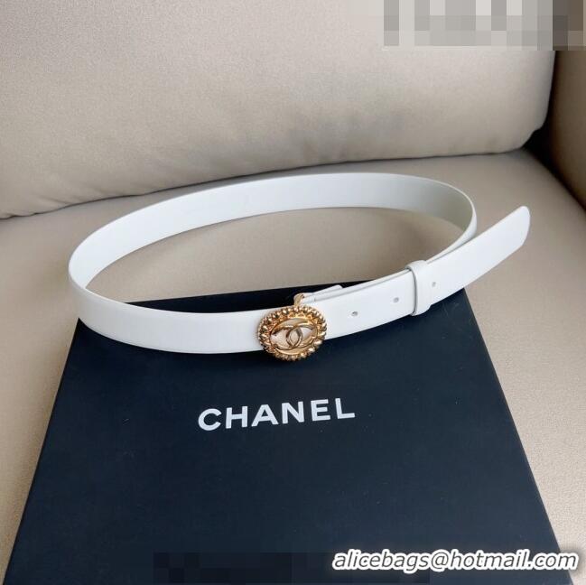 ​Buy Cheap Chanel Calfskin Belt 3cm with Heart CC Buckle 0511 White 2023