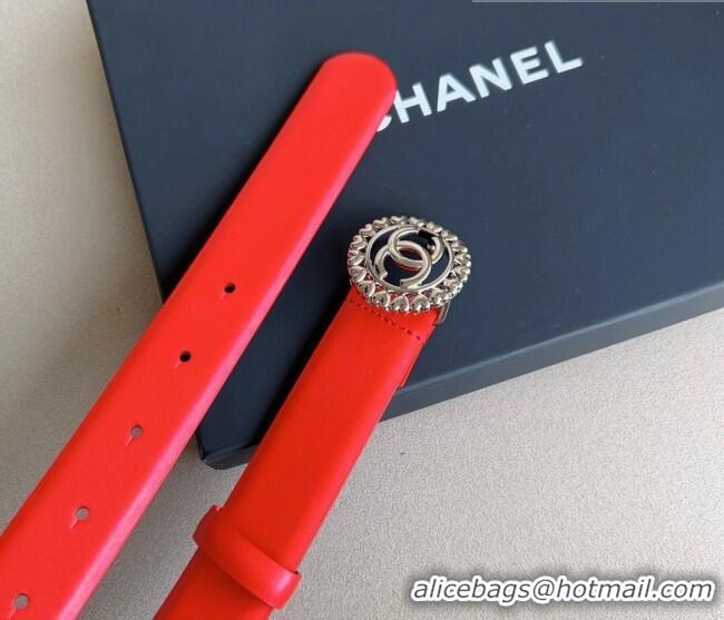 Super Quality Chanel Calfskin Belt 3cm with Heart CC Buckle 0511 Red 2023