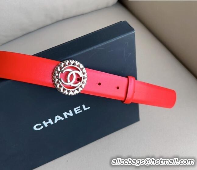 Super Quality Chanel Calfskin Belt 3cm with Heart CC Buckle 0511 Red 2023