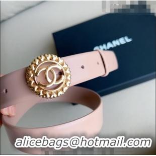 ​New Style Chanel Calfskin Belt 3cm with Heart CC Buckle 0511 Light Pink 2023